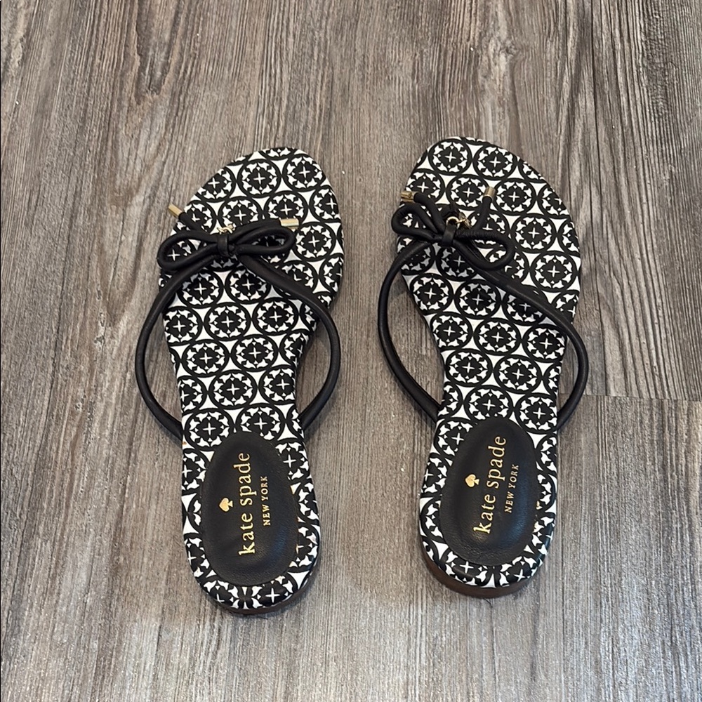 Kate Spade Black and White Geometric Sandals
